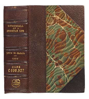 LUIS DE GRANADA. A Memoriall of a Christian Life.  1599. Lacks 2 leaves.